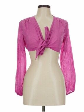Meo Meli Pink Tie-Front Cropped Blouse